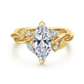 Darling - 14K Yellow Gold Compass Prong Twisted Marquise Shape Diamond Engagement Ring