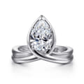 Dottie - 14K White Gold Bezel Prong Bypass Pear Shape Diamond Engagement Ring