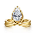 Dottie - 14K Yellow Gold Bezel Prong Bypass Pear Shape Diamond Engagement Ring