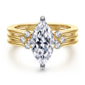 Editta - 14K White-Yellow Gold Compass Prong Marquise Diamond Engagement Ring