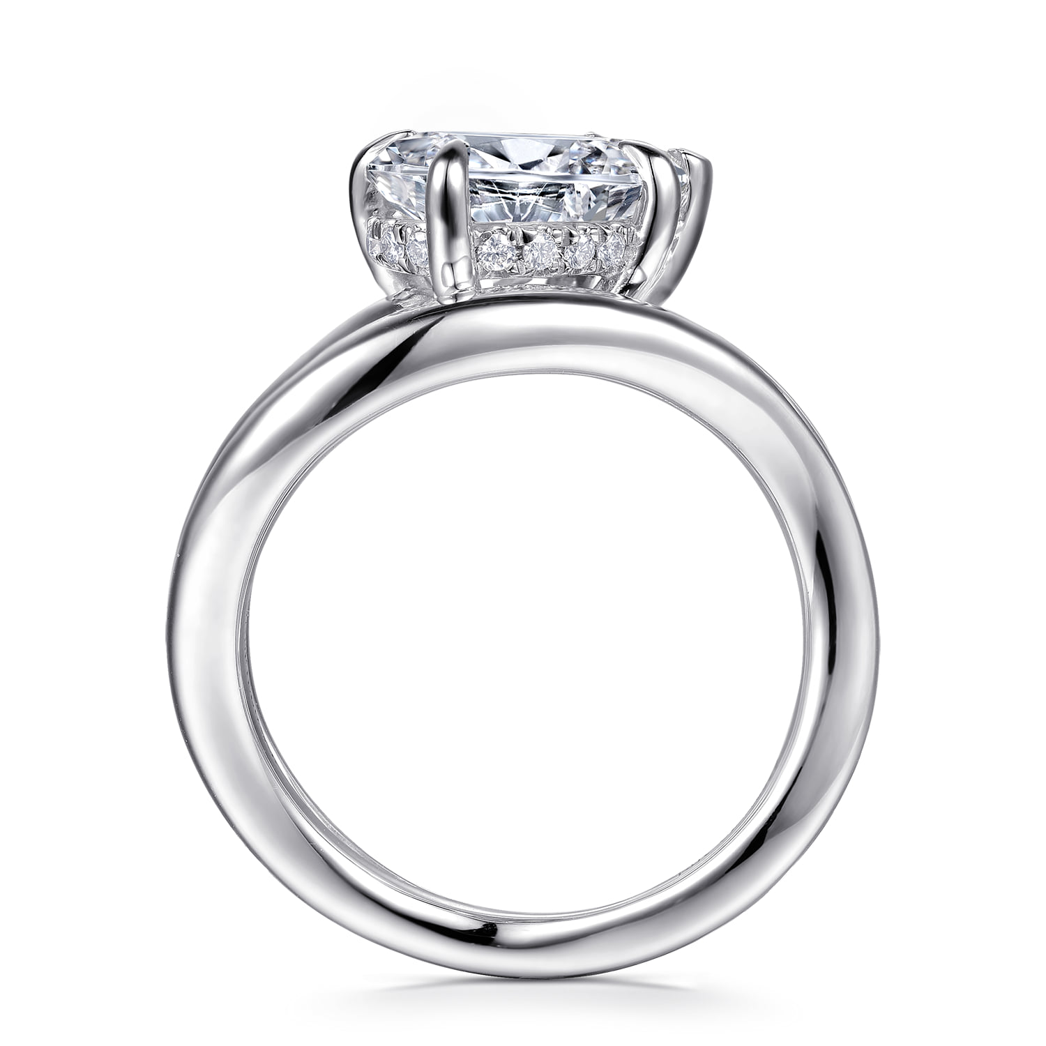 Pear Diamond Wrap Engagement Ring in 14K White Gold, photograph 2