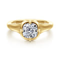 Elsa - 14K Yellow Gold Compass Bezel Prong Cushion Cut Solitaire Diamond Engagement Ring