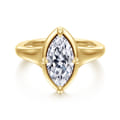 Elsa - 14K Yellow Gold Compass Bezel Prong Marquise Shape Solitaire Diamond Engagement Ring