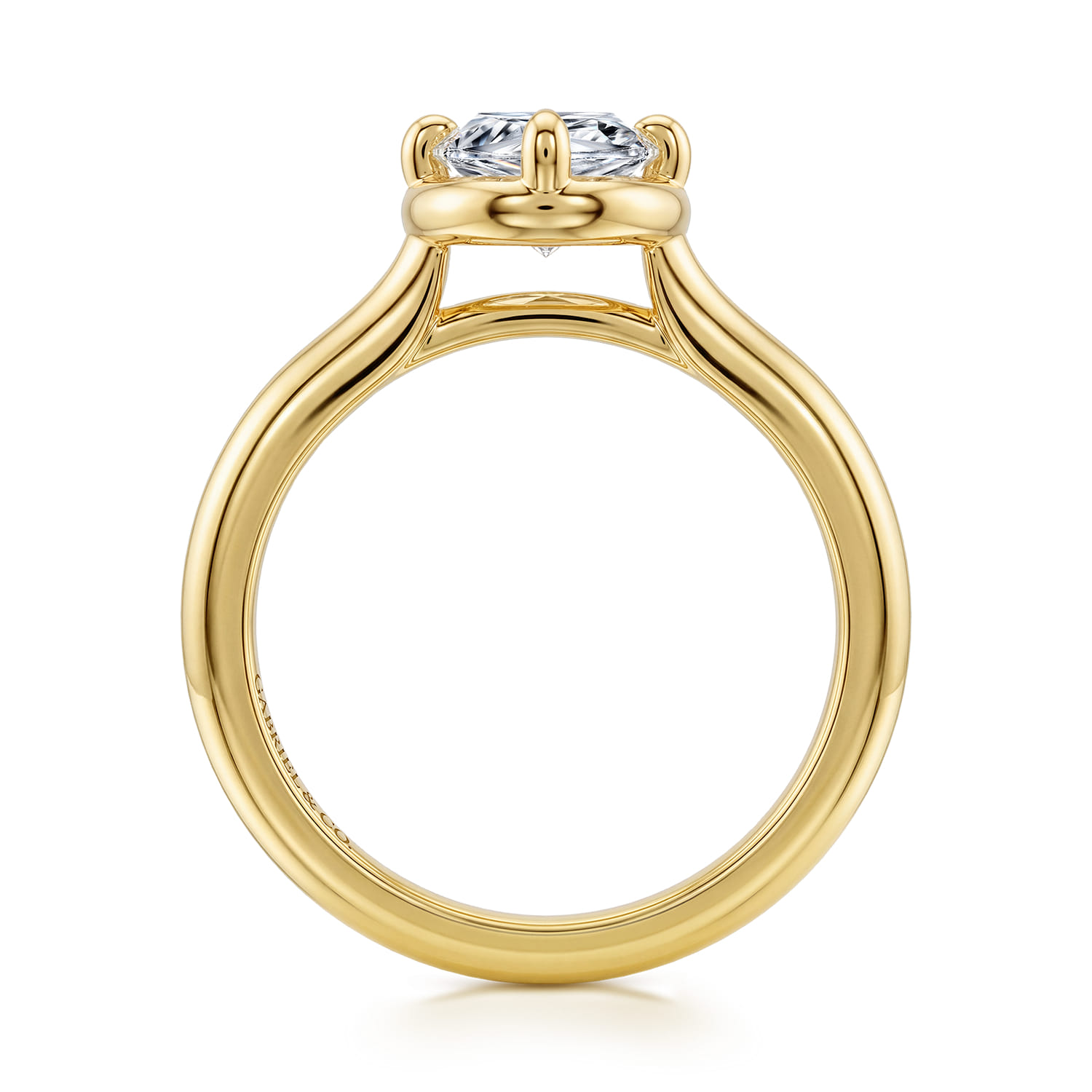 Marquise Compass Bezel Prong Solitaire Diamond Engagement Ring in 14K Yellow Gold, photograph 2