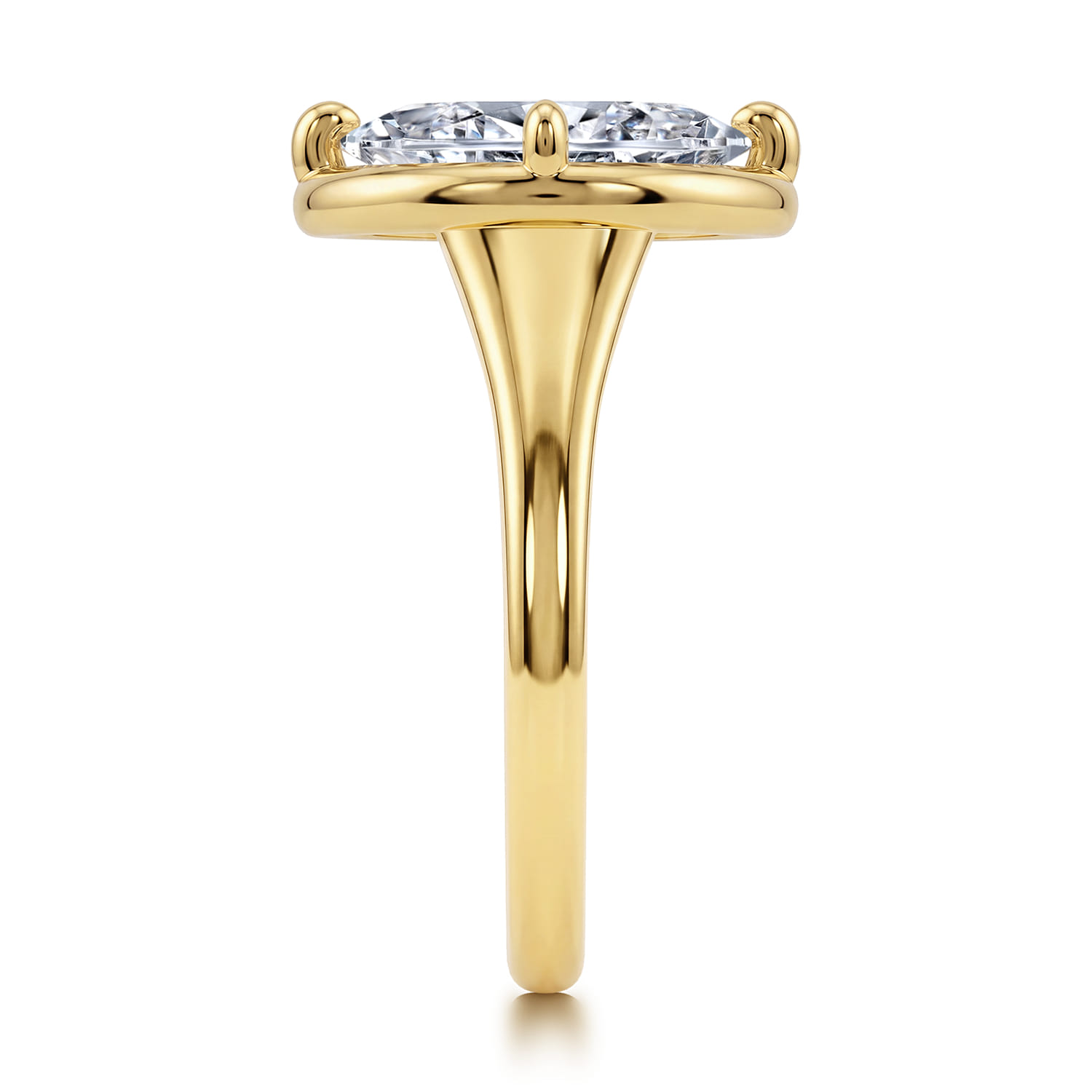 Marquise Compass Bezel Prong Solitaire Diamond Engagement Ring in 14K Yellow Gold, photograph 4