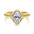 Elsa - 14K Yellow Gold Compass Bezel Prong Oval Solitaire Diamond Engagement Ring