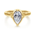 Elsa - 14K Yellow Gold Compass Bezel Prong Pear Shape Solitaire Diamond Engagement Ring