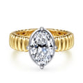 Empress - 14K White-Yellow Gold Oval Diamond Engagement Ring