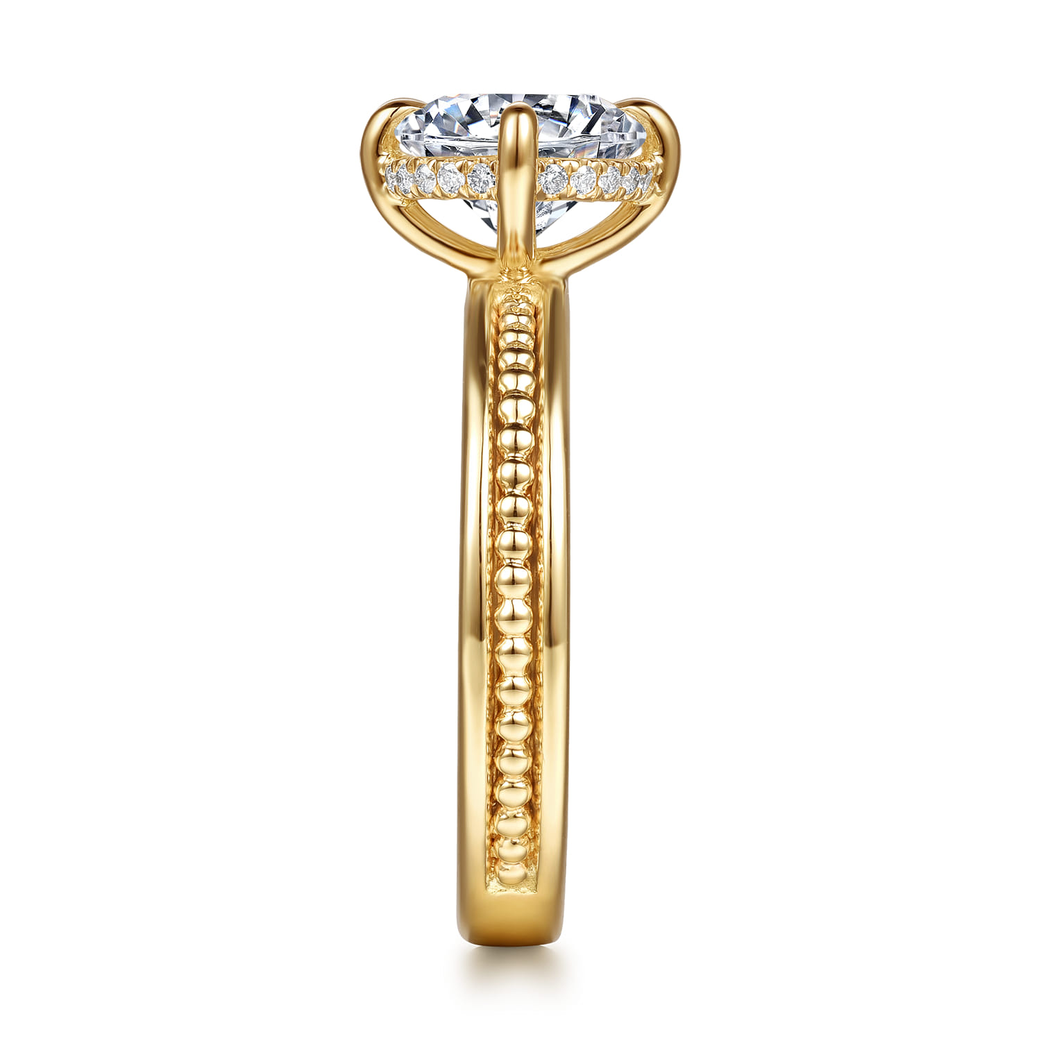 Round Compass Prong Diamond Engagement Ring in 14K Yellow Gold, photograph 5