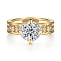 Everlasting - 14K Yellow Gold Compass Prong Round Diamond Engagement Ring