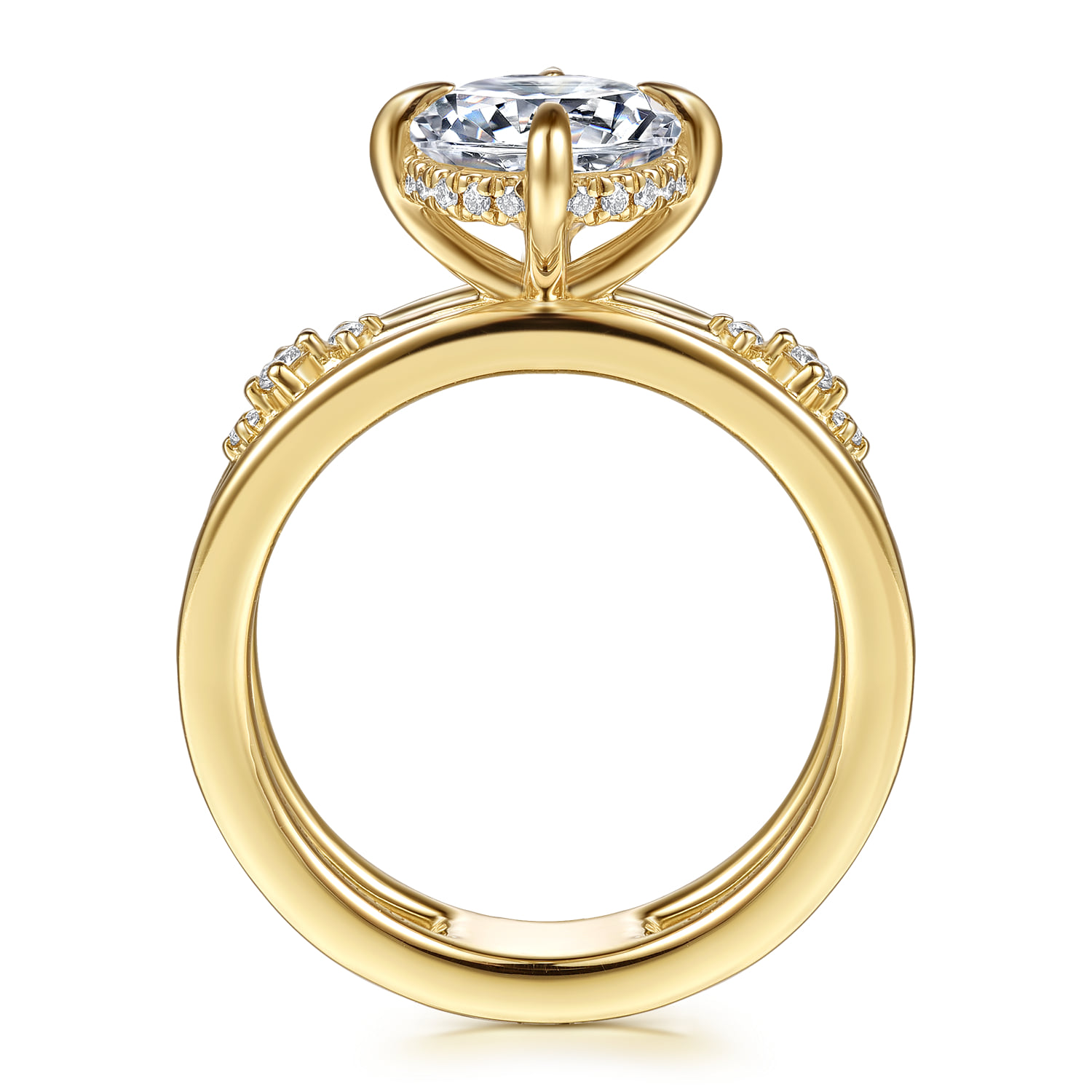 Round Compass Prong Diamond Engagement Ring in 14K Yellow Gold, photograph 2