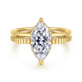 Fabie - 14K Yellow Gold Compass Prong Marquise Diamond Engagement Ring