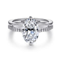 Fabie - 14K White Gold Compass Prong Oval Diamond Engagement Ring