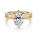 Fabie - 14K Yellow Gold Compass Prong Oval Diamond Engagement Ring
