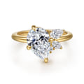Fame - 14K Yellow Gold Compass Prong Pear Shape Diamond Engagement Ring