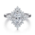 Felicity - 14K White Gold Elongated Cushion Halo Diamond Engagement Ring