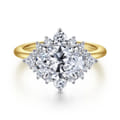 Fella - 14K White-Yellow Gold Oval Halo Diamond Engagement Ring