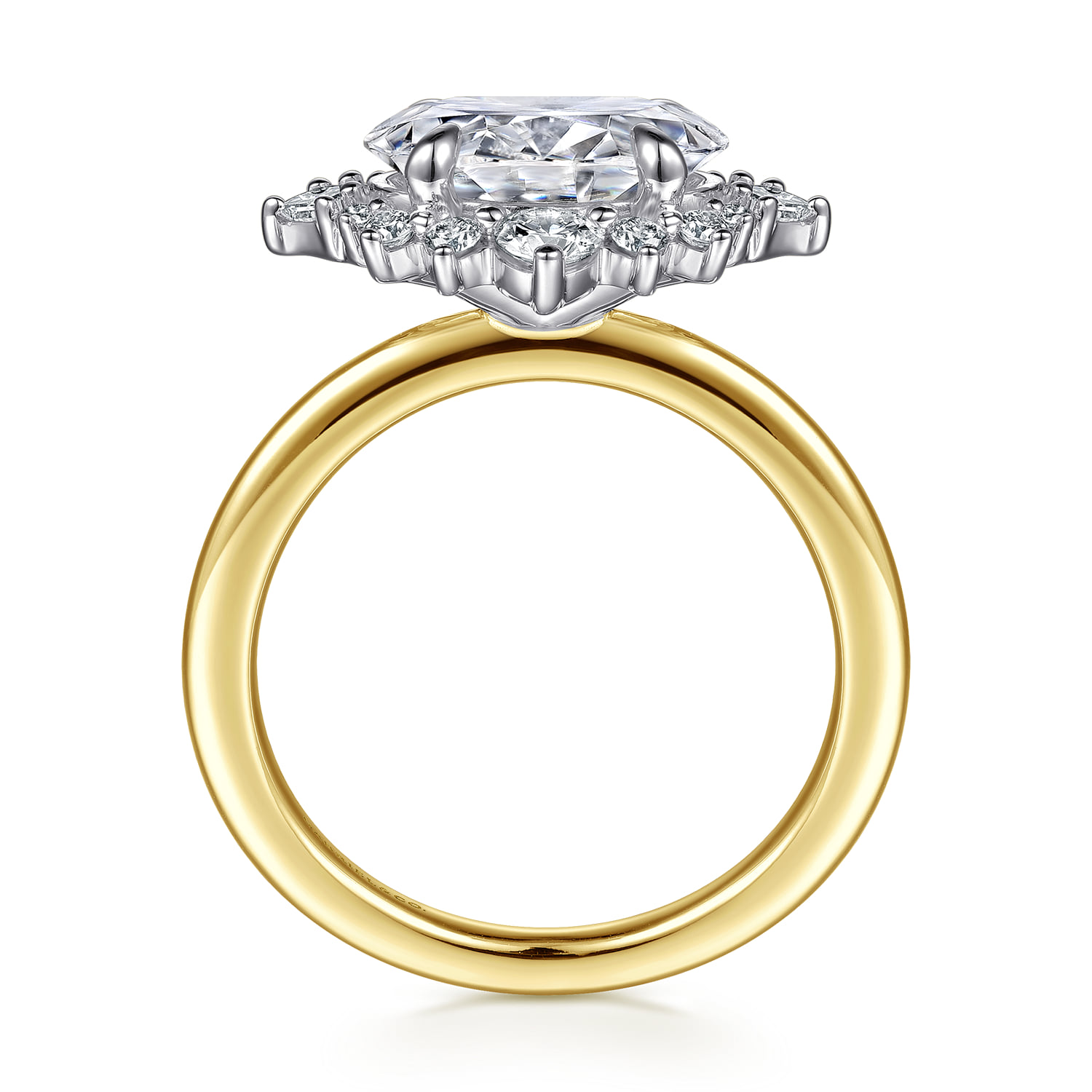 Oval Halo Diamond Engagement Ring in 14K White/Yellow Gold, photograph 2