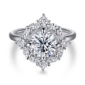 Fernanda - 14K White Gold Compass Prong Round Halo Diamond Engagement Ring