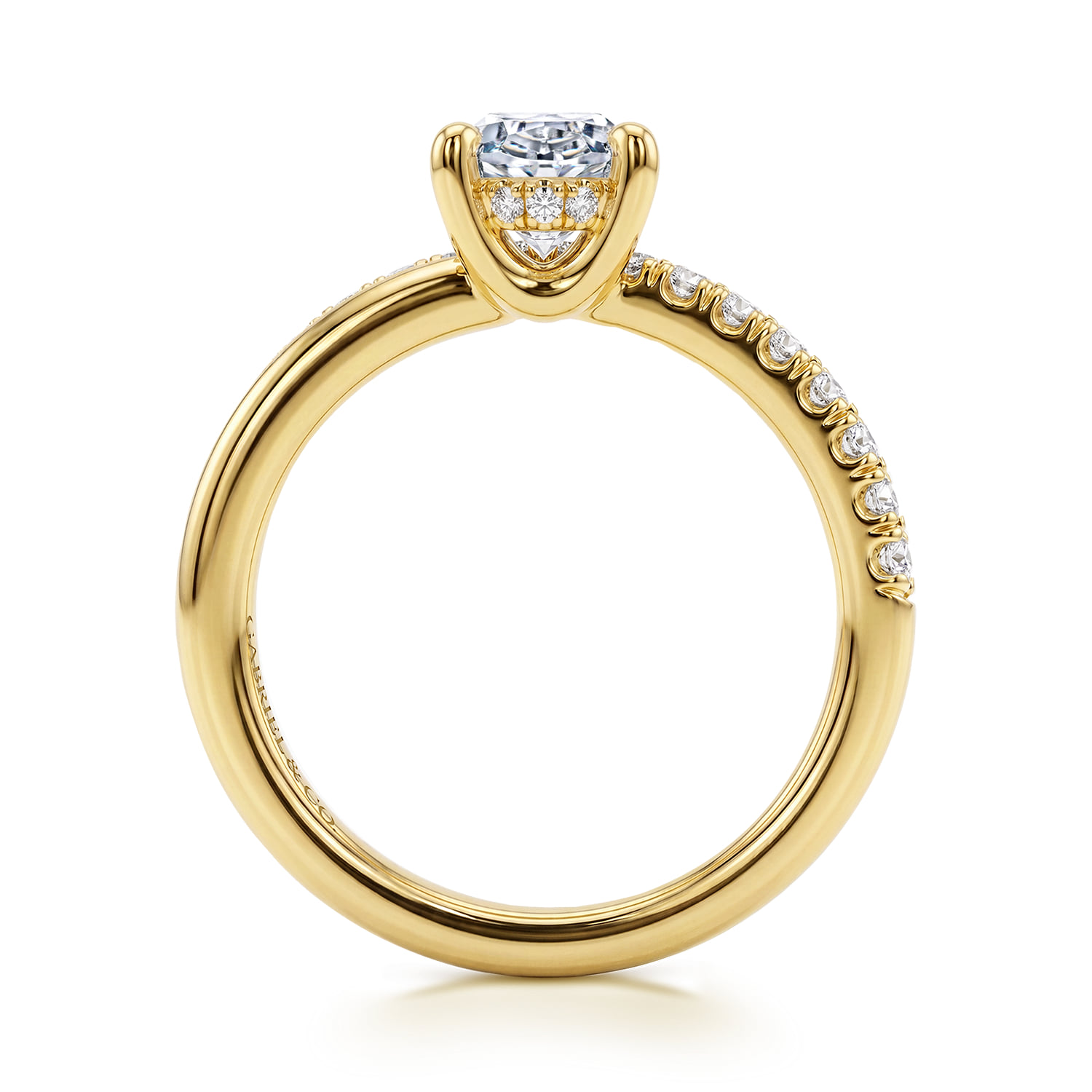 Oval Split Foundation Diamond Engagement Ring in 14K Yellow Gold, photograph 2