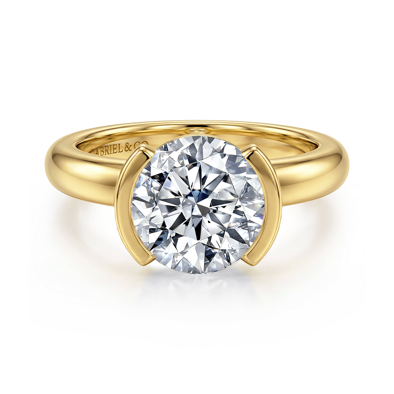 Half Bezel Solitaire Diamond Engagement Ring