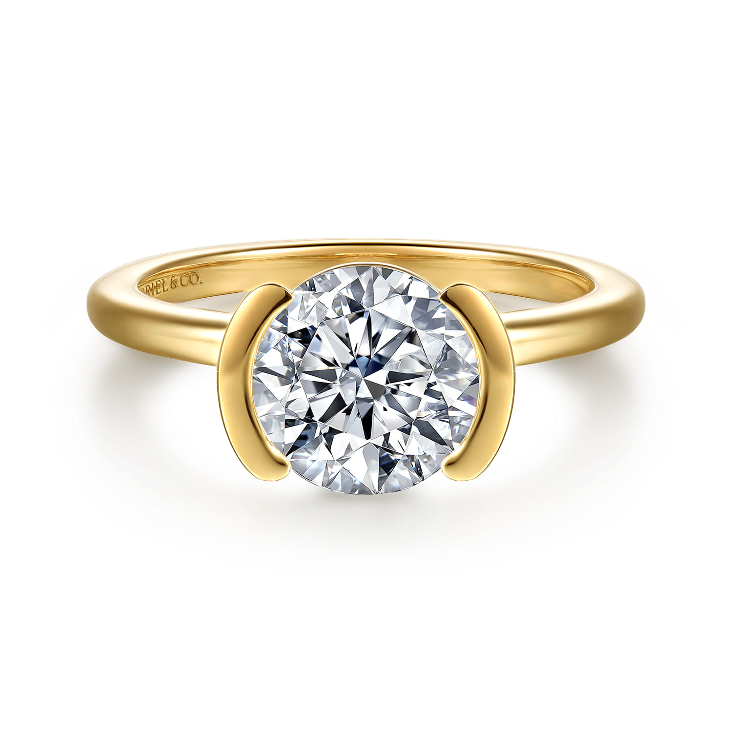 Half Bezel Solitaire Diamond Engagement Ring