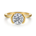 Gavin - 14K Yellow Gold Half Bezel Round Solitaire Diamond Engagement Ring