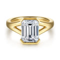 Giocanda - 14K Yellow Gold Split Shank Half Bezel Emerald Cut Diamond Engagement Ring