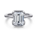 Bethanne - 14K White Gold Emerald Solitaire Diamond Engagement Ring