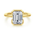 Bethanne - 14K Yellow Gold Emerald Solitaire Diamond Engagement Ring