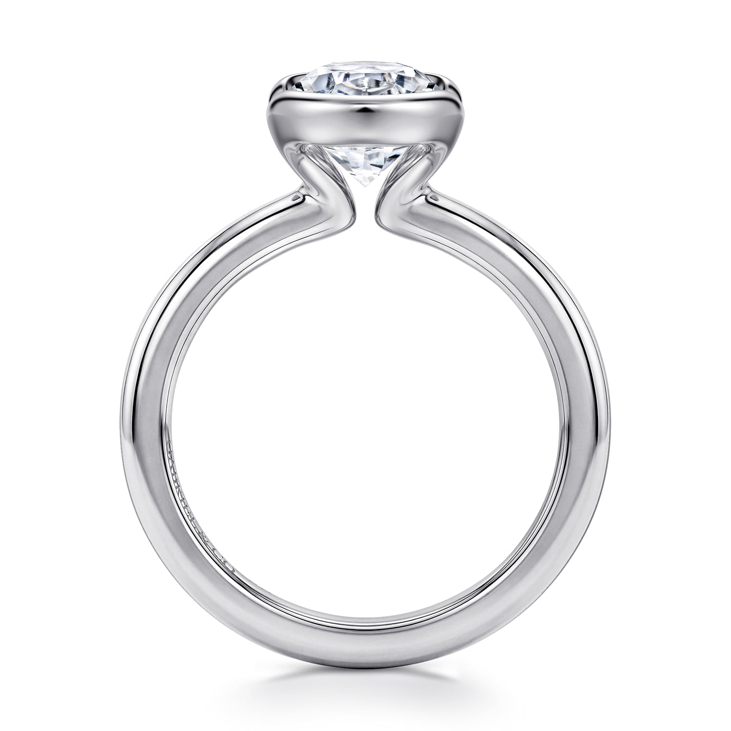 Oval Solitaire Diamond Engagement Ring in 14K White Gold, photograph 2