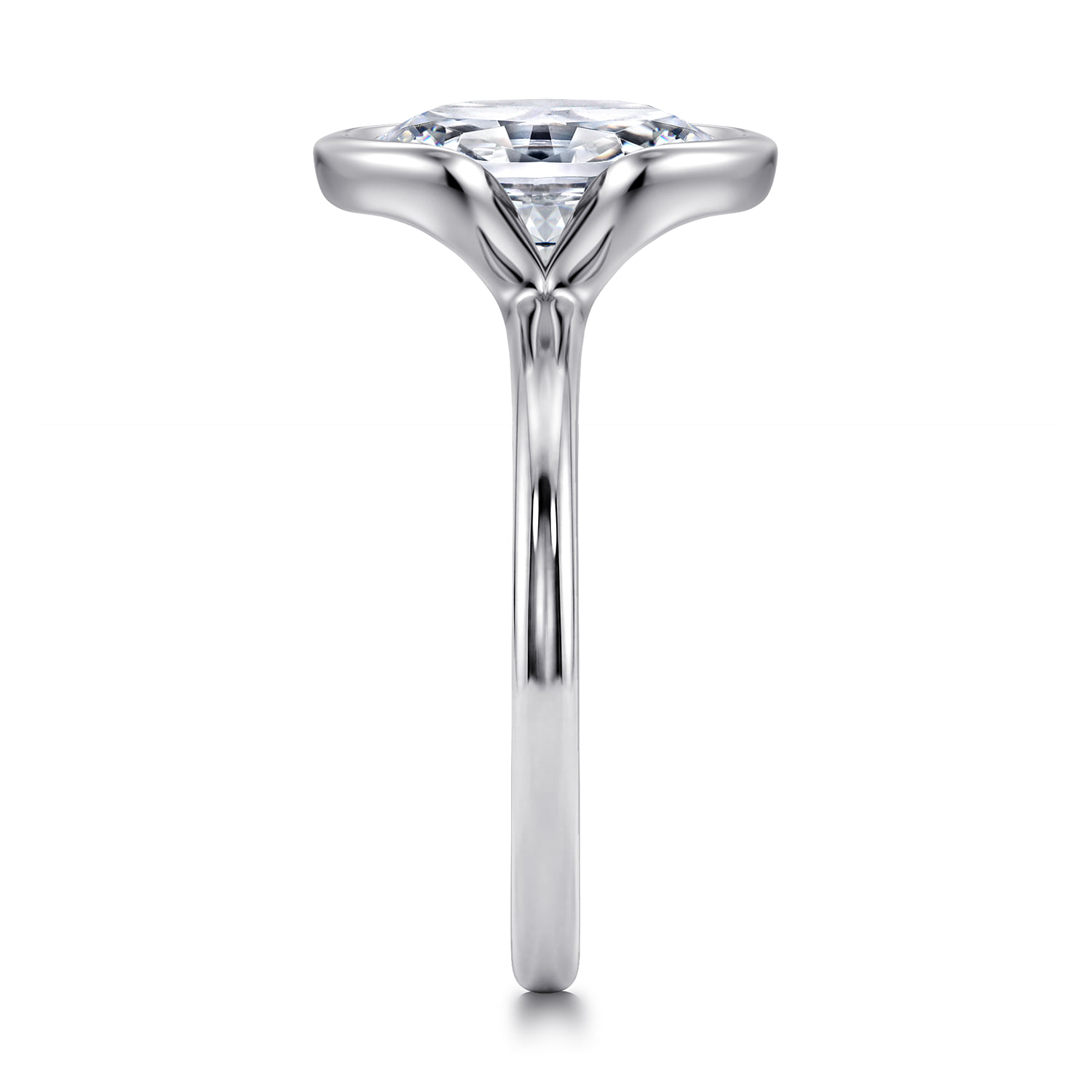 Oval Solitaire Diamond Engagement Ring in 14K White Gold, photograph 4