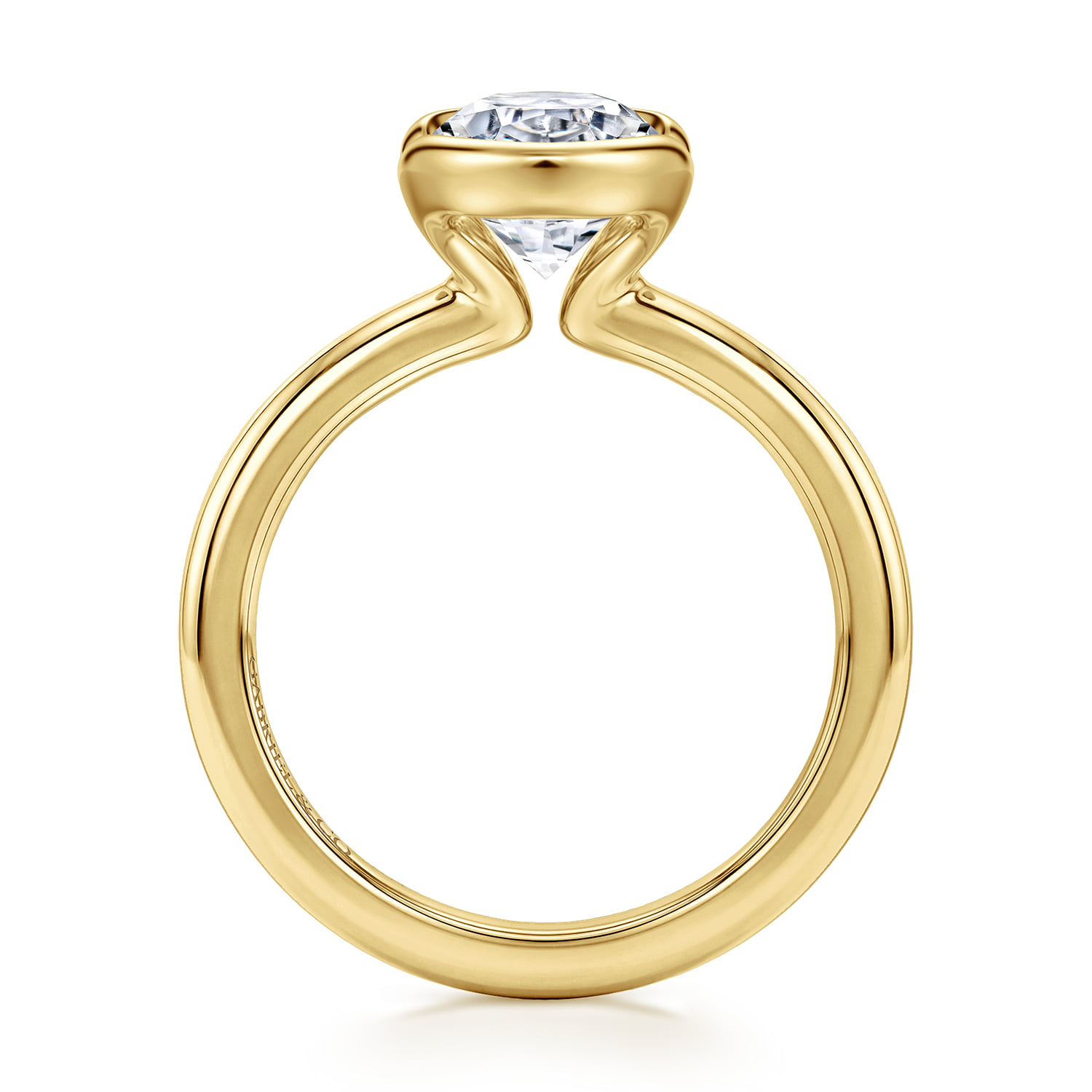 Oval Solitaire Diamond Engagement Ring in 14K Yellow Gold, photograph 2