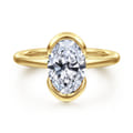 Bethanne - 14K Yellow Gold Half Bezel Oval Solitaire Diamond Engagement Ring