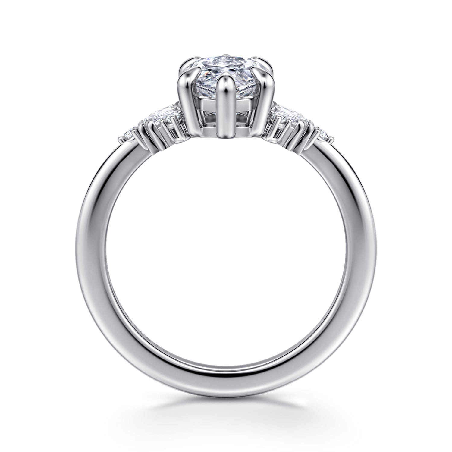 Marquise 6 Prong Diamond Engagement Ring in 14K White Gold, photograph 2