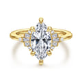 Splendid - 14K Yellow Gold 6 Prong Marquise Shape Diamond Engagement Ring