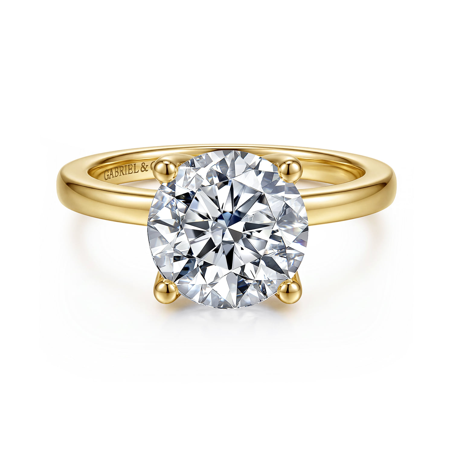 Round Solitaire Diamond Engagement Ring in 14K Yellow Gold