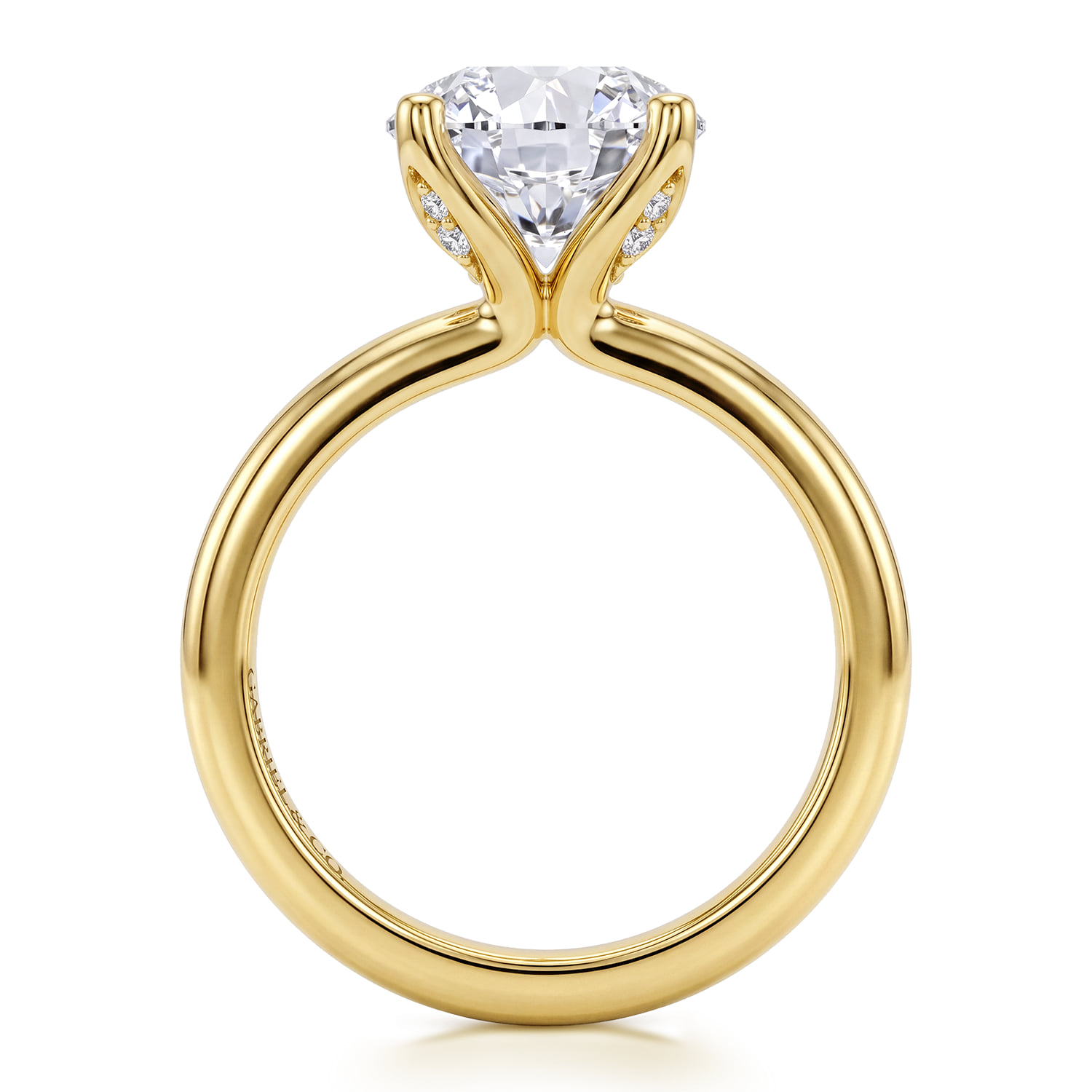 Round Solitaire Diamond Engagement Ring in 14K Yellow Gold, photograph 2