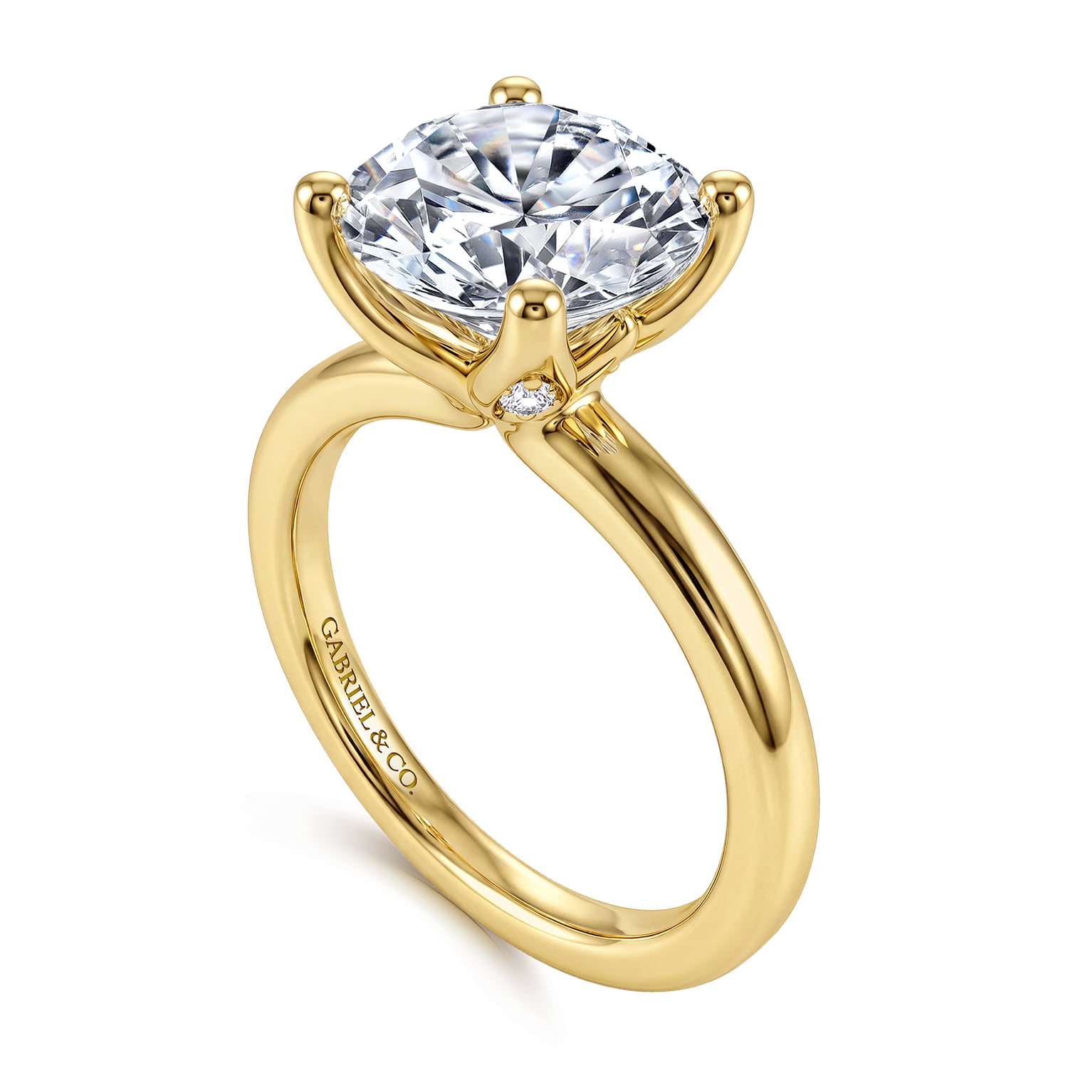 Round Solitaire Diamond Engagement Ring in 14K Yellow Gold, photograph 3