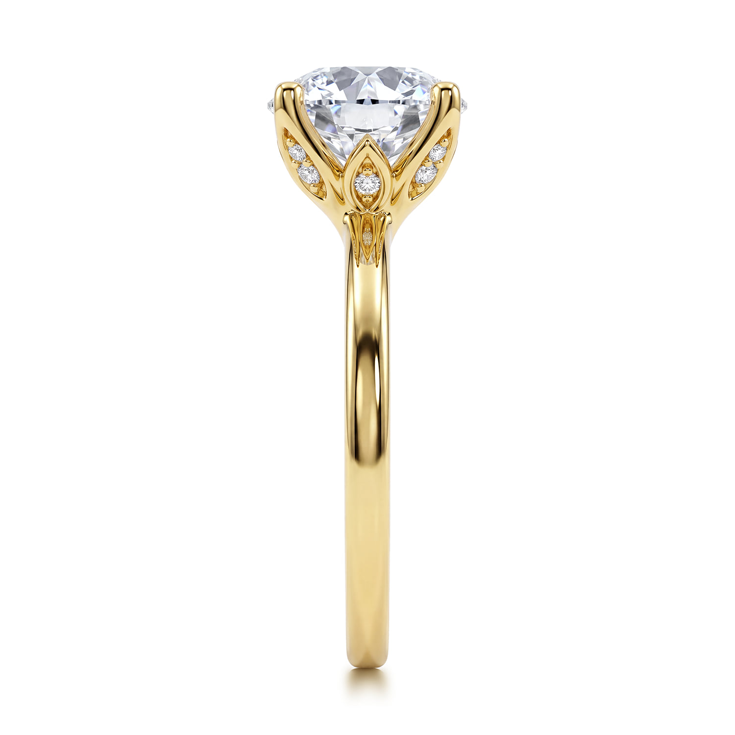 Round Solitaire Diamond Engagement Ring in 14K Yellow Gold, photograph 4