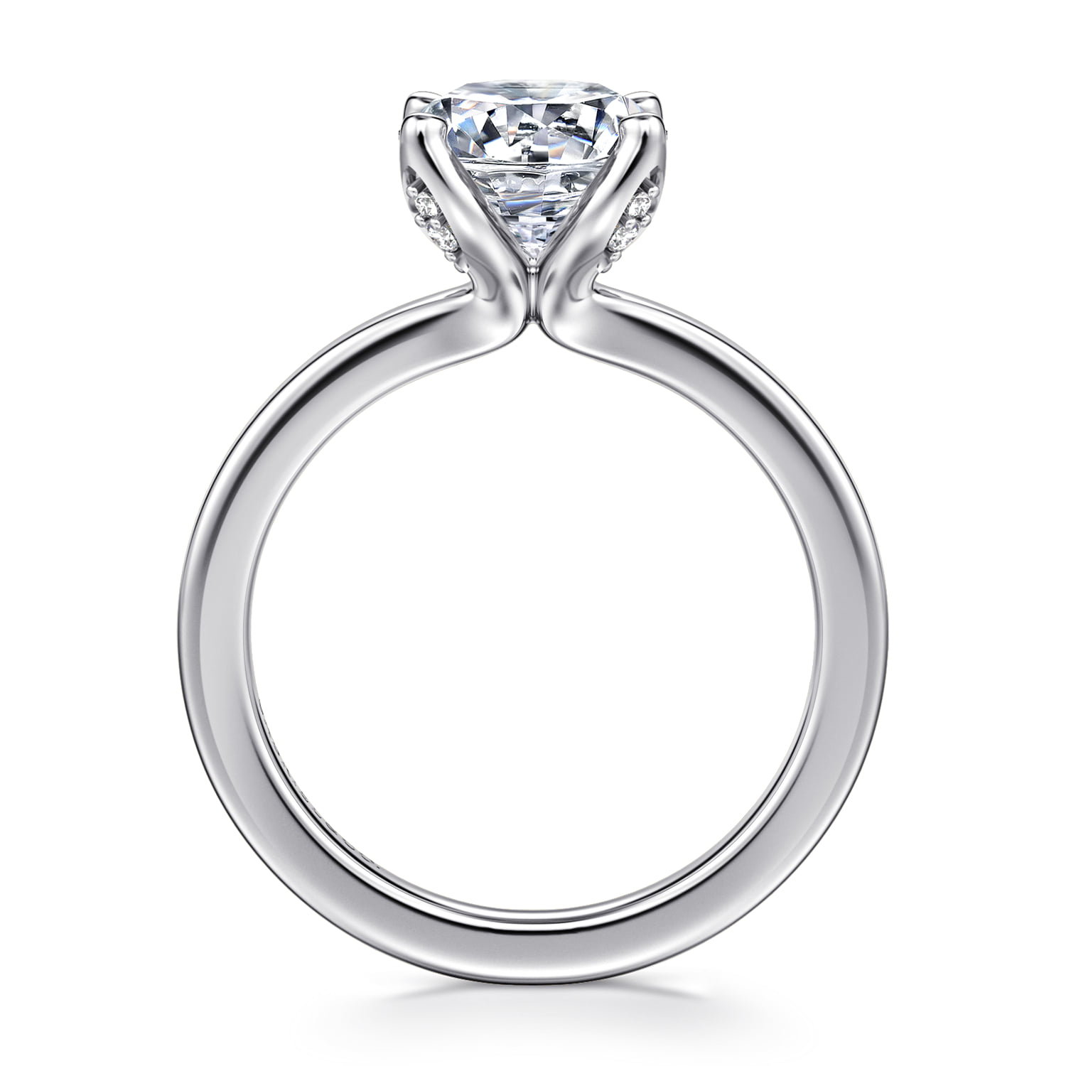 Round Solitaire Diamond Engagement Ring in 14K White Gold, photograph 2