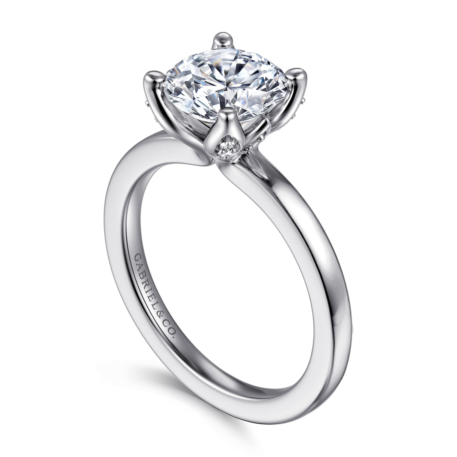 Round Solitaire Diamond Engagement Ring in 14K White Gold, photograph 3