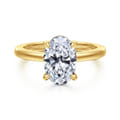 Aliona - 14K White-Yellow Gold Oval Hidden Halo Diamond Engagement Ring