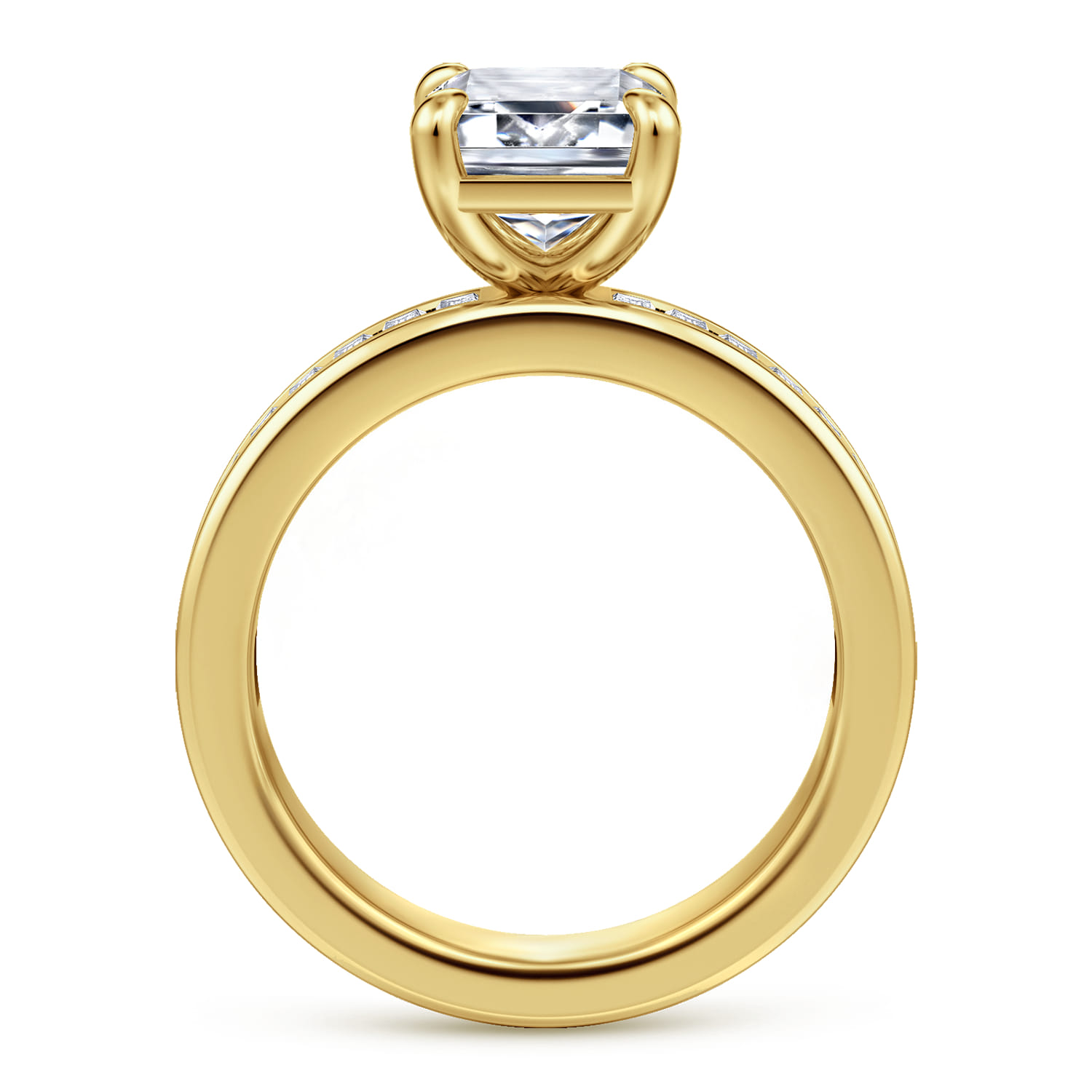 Emerald Diamond Engagement Ring in 14K Yellow Gold, photograph 2