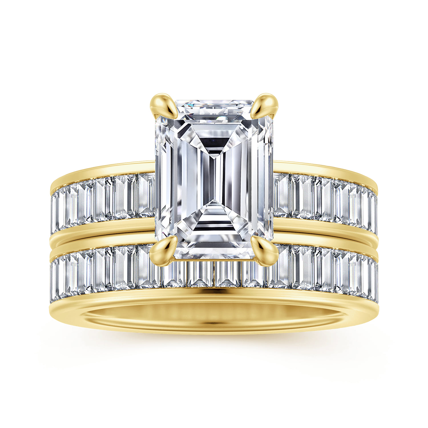 Emerald Diamond Engagement Ring in 14K Yellow Gold, photograph 4