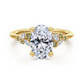 Meera - 14K Yellow Gold Oval Green Sapphire and Diamond Engagement Ring