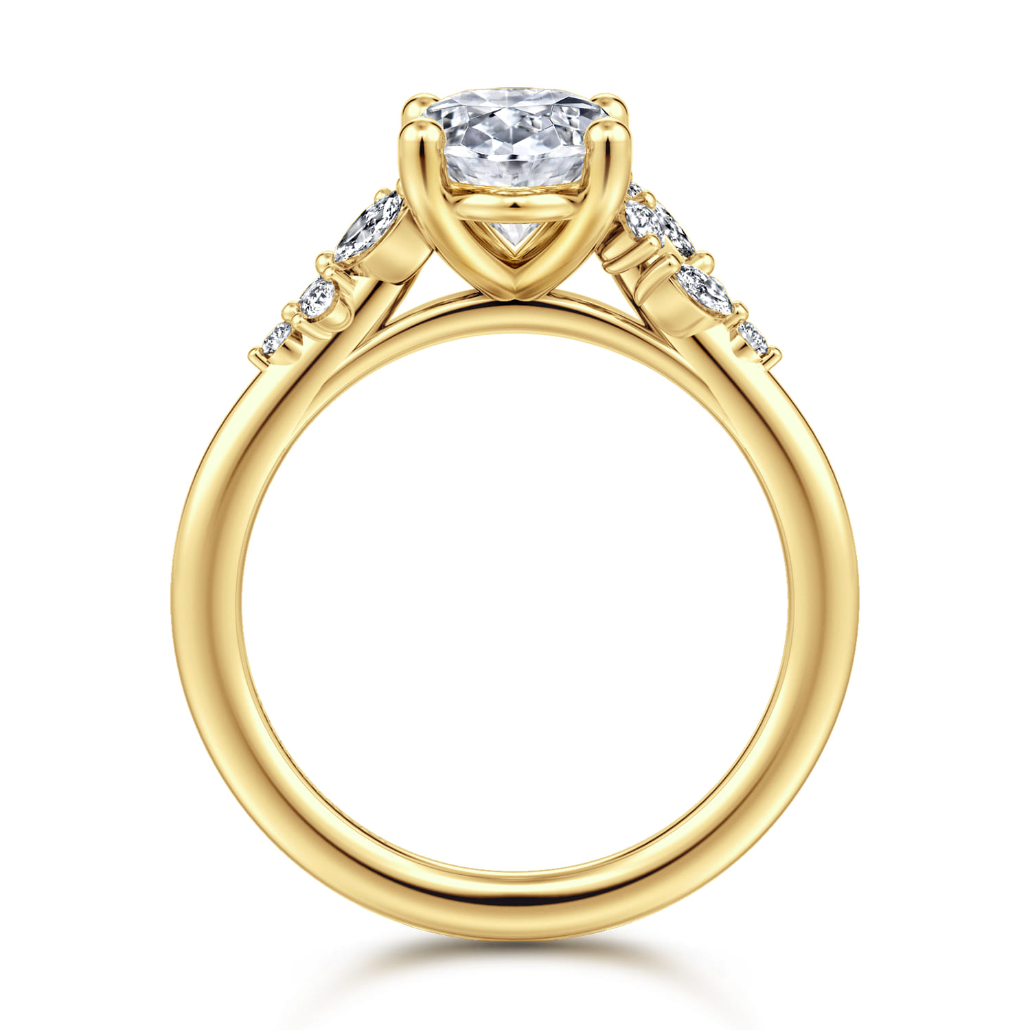 Oval Diamond Engagement Ring in 14K Yellow Gold, photograph 2