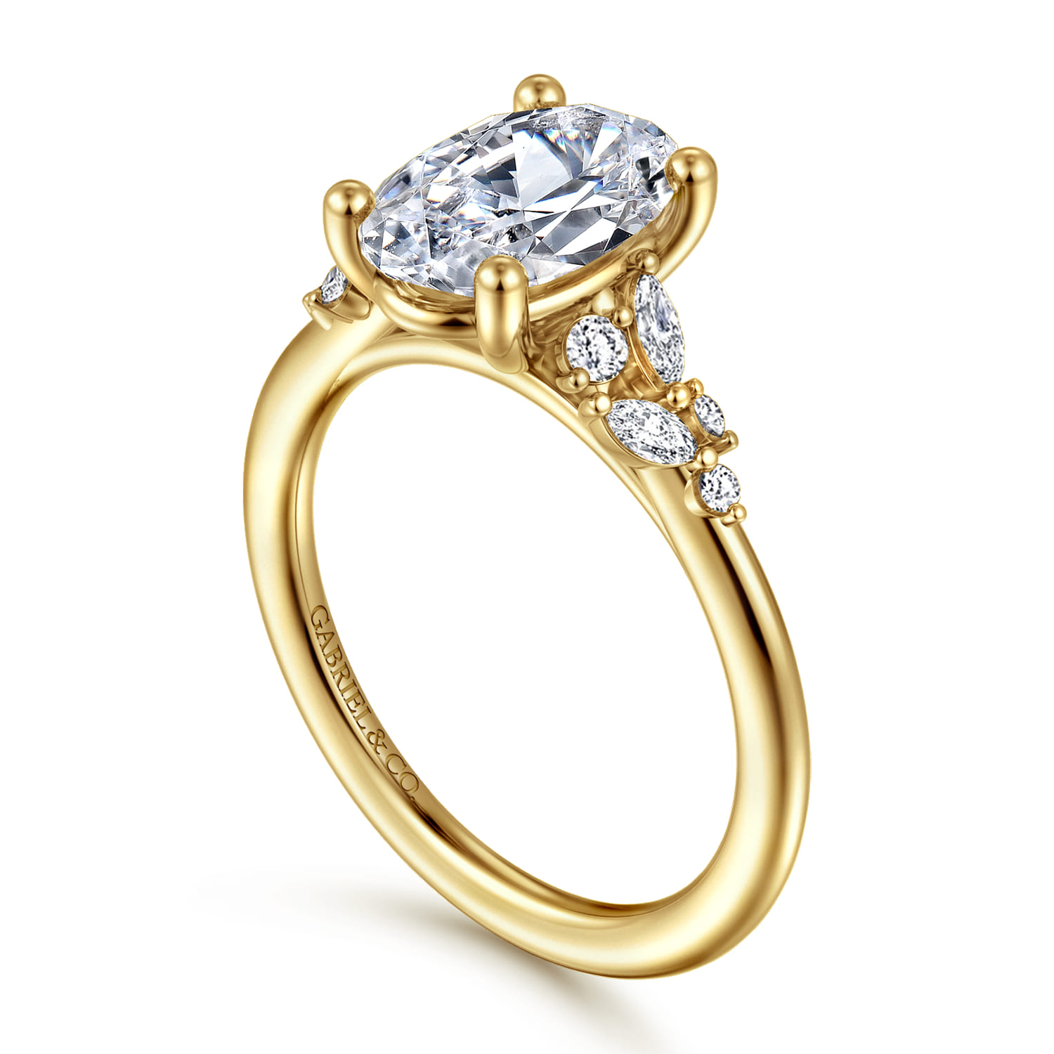 Oval Diamond Engagement Ring in 14K Yellow Gold, photograph 3
