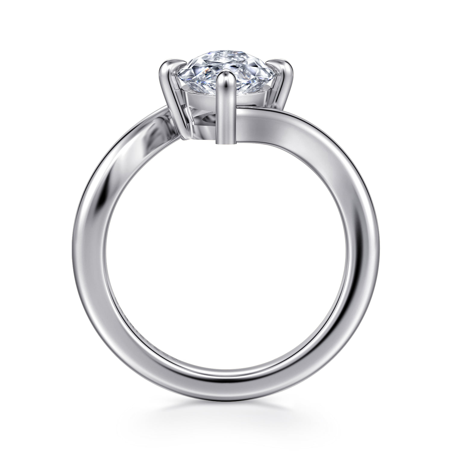 Marquise Compass Prong Bypass Diamond Engagement Ring in 14K White Gold, photograph 2