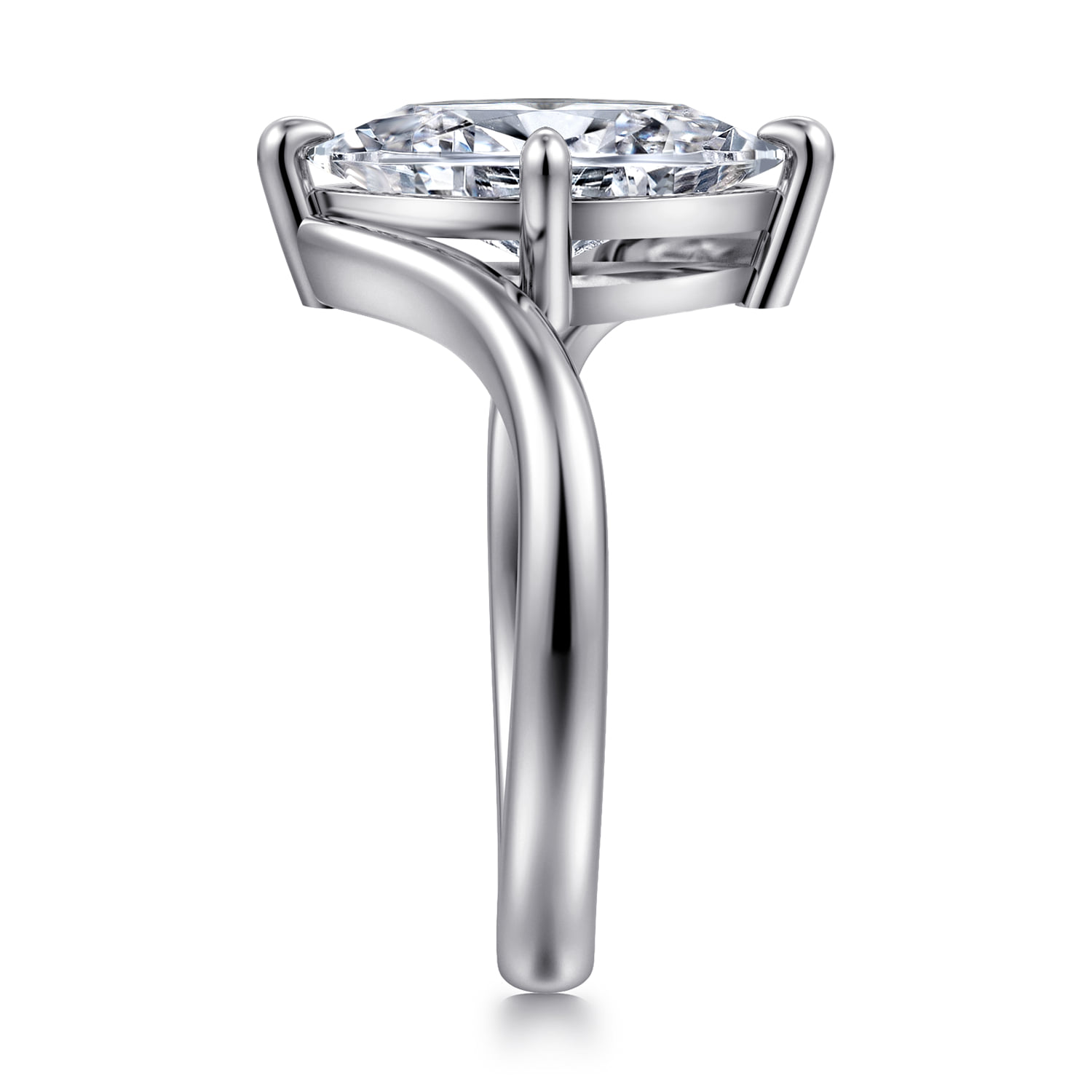 Marquise Compass Prong Bypass Diamond Engagement Ring in 14K White Gold, photograph 4